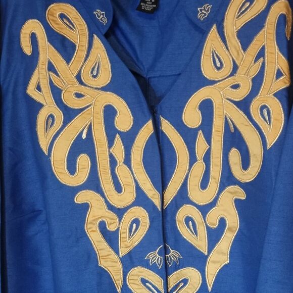 Ashro Plus Size Omari Pant Set Royal Blue /Gold African Caftan Sz 3X - Picture 6 of 16